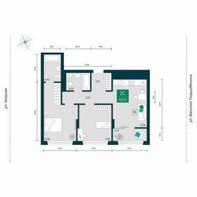 Квартира 63,1 м², 2-комнатная - изображение 1