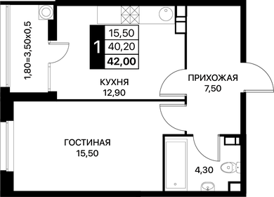 41 м², 1-комнатная квартира 6 500 000 ₽ - изображение 90