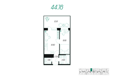 33 м², 1-комнатная квартира 4 270 000 ₽ - изображение 46