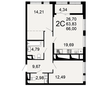 68 м², 3-комнатная квартира 6 200 000 ₽ - изображение 82