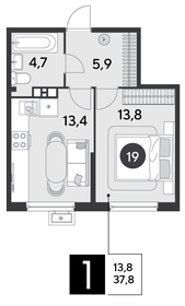 37,9 м², 1-комнатная квартира 7 053 191 ₽ - изображение 12