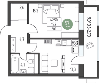 48,8 м², 1-комнатная квартира 6 205 000 ₽ - изображение 61