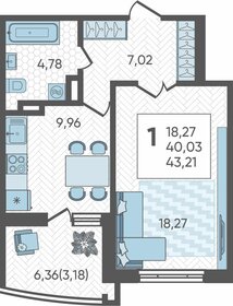 39,5 м², 1-комнатная квартира 7 564 250 ₽ - изображение 15