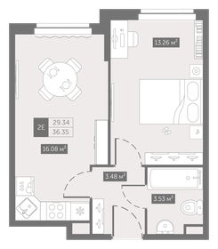Квартира 36,4 м², 1-комнатные - изображение 1