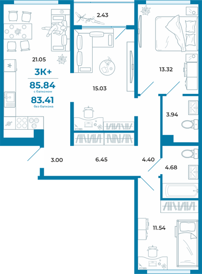 83,4 м², 3-комнатная квартира 8 510 000 ₽ - изображение 27