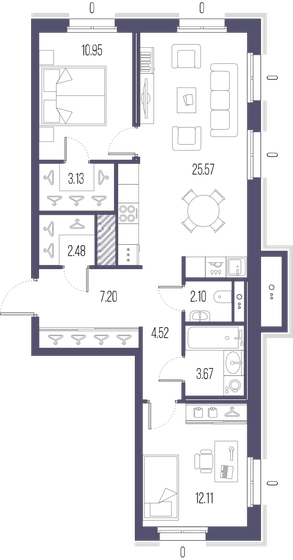 71,7 м², 2-комнатная квартира 28 548 540 ₽ - изображение 14