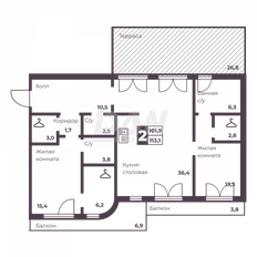 Квартира 101,9 м², 2-комнатная - изображение 5