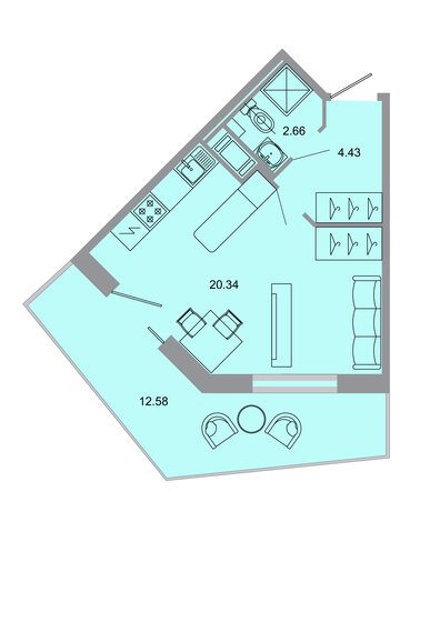 30,6 м², квартира-студия 4 590 000 ₽ - изображение 15