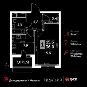 Квартира 36 м², 1-комнатная - изображение 1