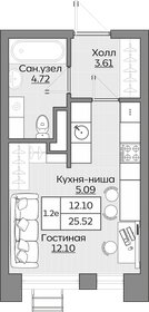 Квартира 25,5 м², 1-комнатная - изображение 1