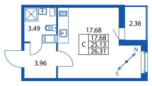 26 м², квартира-студия 4 600 000 ₽ - изображение 101