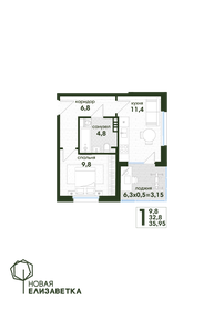 36 м², 1-комнатная квартира 3 490 000 ₽ - изображение 105