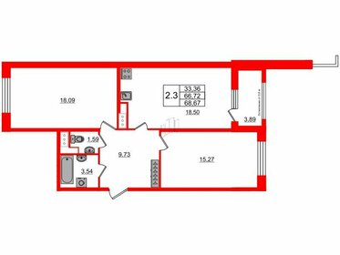 50,9 м², 2-комнатная квартира 21 500 000 ₽ - изображение 86