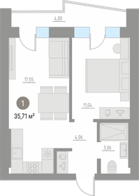 34,7 м², 1-комнатная квартира 4 600 000 ₽ - изображение 1