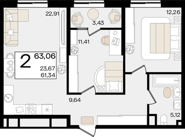 75 м², 2-комнатная квартира 17 595 000 ₽ - изображение 10