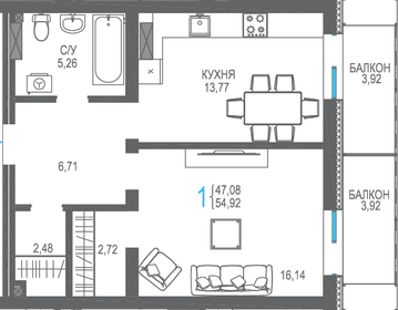 37 м², 1-комнатная квартира 7 770 000 ₽ - изображение 53