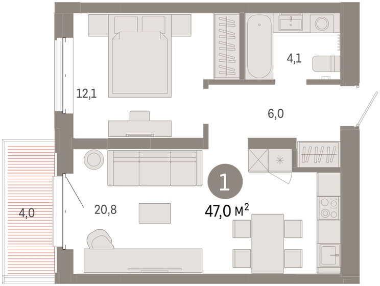 46,4 м², 3-комнатная квартира 4 650 000 ₽ - изображение 105