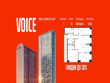 Квартира 86,9 м², 3-комнатная - изображение 1