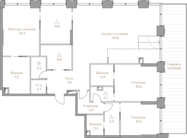 Квартира 161,2 м², 3-комнатная - изображение 1