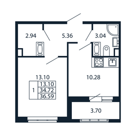 34,4 м², 1-комнатная квартира 3 830 000 ₽ - изображение 84