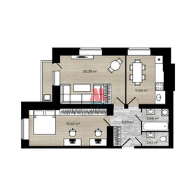 Квартира 65 м², 2-комнатная - изображение 1