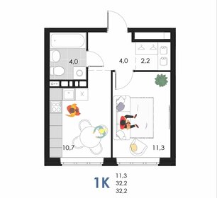 Квартира 32,2 м², 1-комнатная - изображение 1