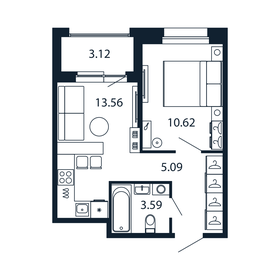 Квартира 34,4 м², 1-комнатная - изображение 1