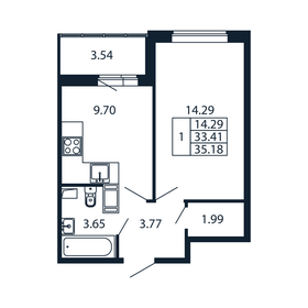 35 м², 1-комнатная квартира 5 873 888 ₽ - изображение 77