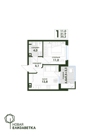 35,3 м², 1-комнатная квартира 4 419 595 ₽ - изображение 12