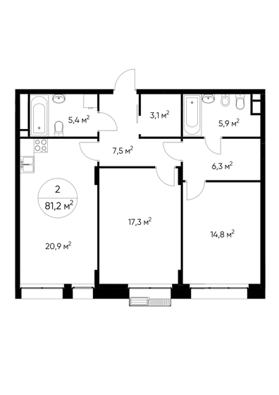81,2 м², 2-комнатная квартира 21 974 044 ₽ - изображение 1