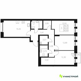 Квартира 90,7 м², 3-комнатная - изображение 1