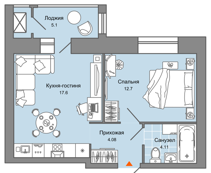 41 м², 2-комнатная квартира 6 028 776 ₽ - изображение 1