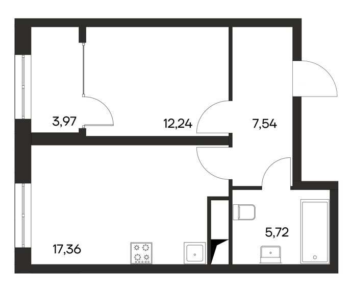 46,8 м², 1-комнатная квартира 6 556 200 ₽ - изображение 1