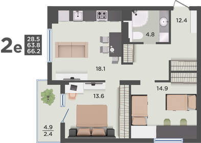 59 м², 2-комнатная квартира 6 700 000 ₽ - изображение 41