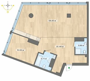 Квартира 105,2 м², 1-комнатные - изображение 1