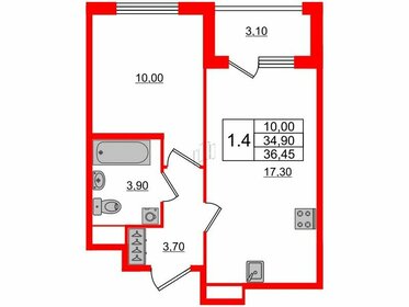 35,7 м², 1-комнатная квартира 6 700 216 ₽ - изображение 110