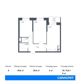 Квартира 49,6 м², 2-комнатная - изображение 1