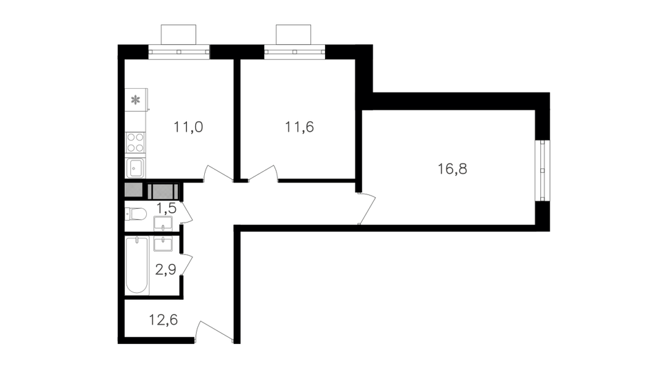 56,4 м², 2-комнатная квартира 20 557 800 ₽ - изображение 1