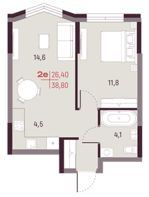Квартира 38,8 м², 2-комнатная - изображение 1