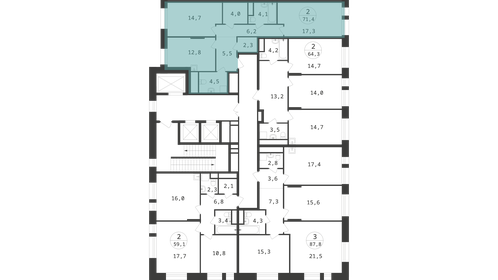 71,4 м², 2-комнатная квартира 15 414 718 ₽ - изображение 10