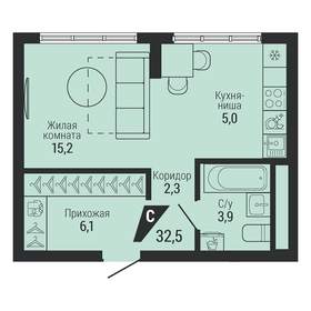 Квартира 32,5 м², 1-комнатная - изображение 1