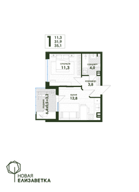 34,6 м², 1-комнатная квартира 5 055 980 ₽ - изображение 71