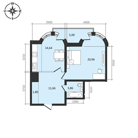 Квартира 57,9 м², 2-комнатная - изображение 1