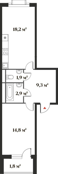 48,9 м², 1-комнатная квартира 11 492 473 ₽ - изображение 1