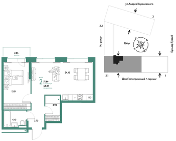 58,1 м², 2-комнатная квартира 6 550 000 ₽ - изображение 100