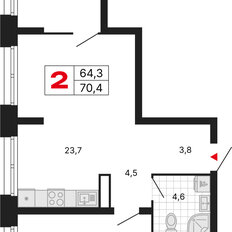 Квартира 64,3 м², 2-комнатная - изображение 2