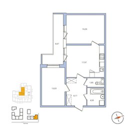 Квартира 61,8 м², 2-комнатная - изображение 1