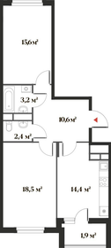 Квартира 66,6 м², 2-комнатная - изображение 1