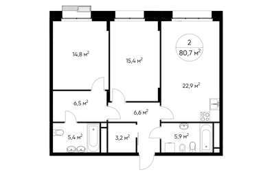 74,7 м², 2-комнатная квартира 24 000 000 ₽ - изображение 59