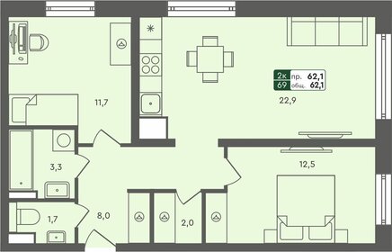 55,9 м², 2-комнатная квартира 4 650 000 ₽ - изображение 40